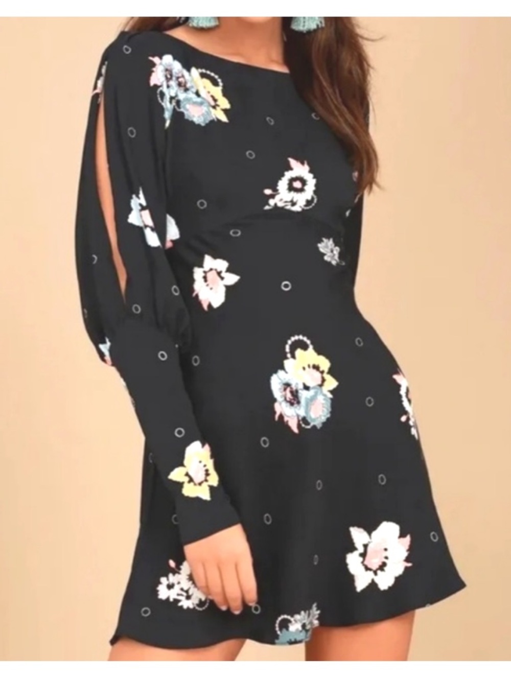 Free People Sunshadows Split Sleeve Mini Dress